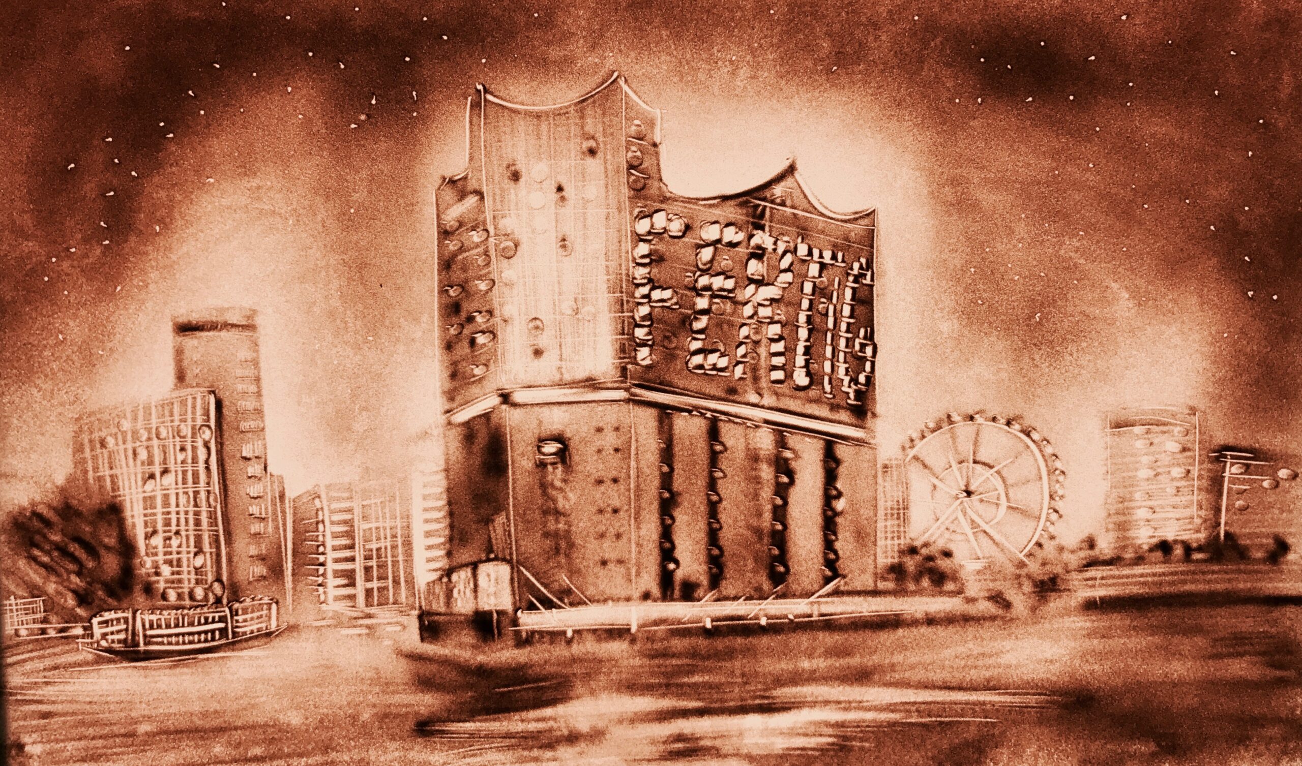 Elbphilarmonie in Sand gemalt